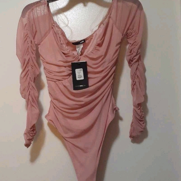 Nwt A Hot Mesh Mauve Bodysuit - Picture 10 of 11